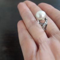 Руски много класен сребърен пръстен естествена перла, снимка 1 - Пръстени - 38704459