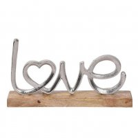 Поставка Любов с дървена основа, кован метал, 31.5x5x18cm, снимка 1 - Декорация за дома - 39341002