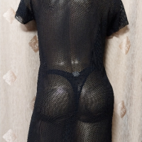 F&8 L/XL Черна рокля мрежа , снимка 4 - Рокли - 44756175