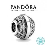Намаление -20%!Талисман Пандора сребро проба 925 Pandora Charm Pave Globe Charm. Колекция Amélie, снимка 1 - Гривни - 35960692
