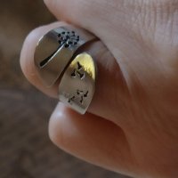 Моден пръстен с глухарчета , снимка 1 - Пръстени - 39883149