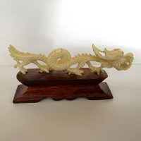 Ръчно гравирана фигура на Дракон от стар Китай период Цин от кост, снимка 5 - Антикварни и старинни предмети - 42020929
