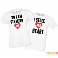 Tениски за влюбени I Stole Her heart, So i am stealing his, снимка 2 - Тениски - 35719238