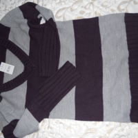 Нов дамски пуловер блуза в циклама и сиво р-р М р-р Л, снимка 1 - Блузи с дълъг ръкав и пуловери - 36346291