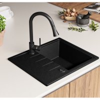 Кухненска мивка от Гранит модел Милано 620 x 500 mm графит, снимка 5 - Други - 35861852