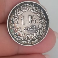  1 франк 1921 г сребро Швейцария, снимка 6 - Индустриална техника - 41734966