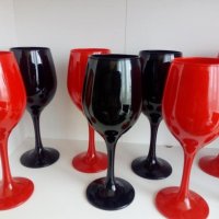 Налични изпращам веднага комплект 6 броя черни и червени чаши за вино за всекидневно ползване, снимка 6 - Декорация за дома - 39458516