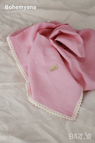 Babyly ленено одеяло 100 х 100 см – розово, снимка 1