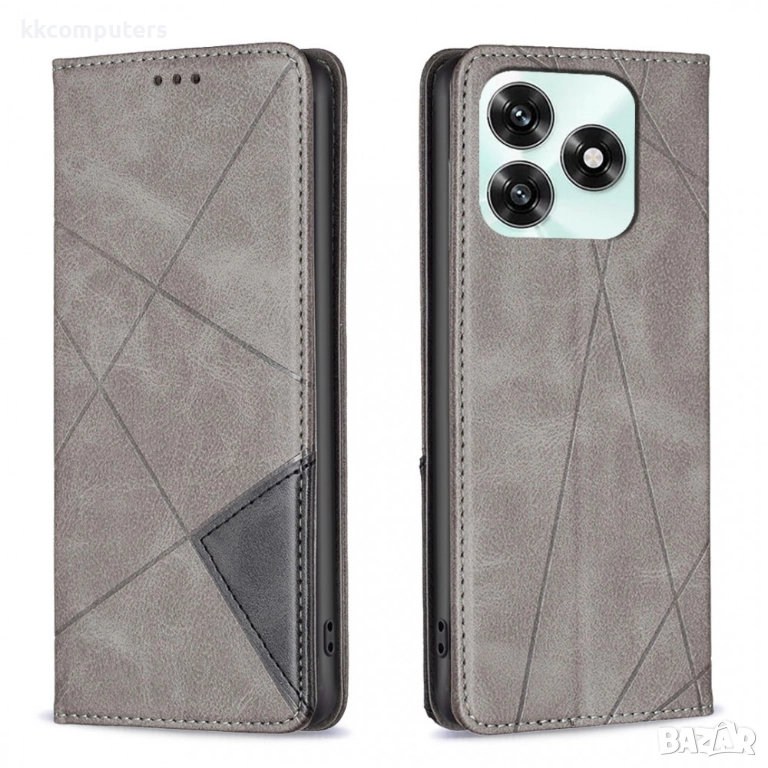 Кожен калъф Портфейл за Honor X5c Plus 4G/ Honor X5c 4G- Геометрична щампа, Държач за Карти и Стойка, снимка 1