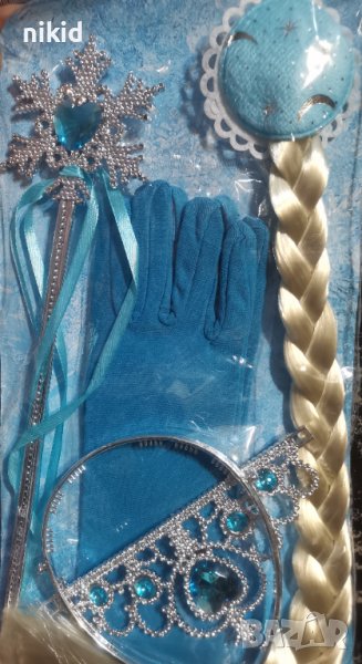 Плитка пластмасова детска корона ръкавица Жезъл принцеса Елза Замръзналото Кралство Frozen костюм, снимка 1