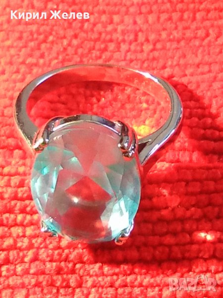 ГОЛЯМ ФАСЕТИРАН СИН ЦИРКОНИЙ КРАСИВ ФЕШЪН ПРЪСТЕН с ПЕЧАТ 925 ПОСРЕБРЕН 22292, снимка 1