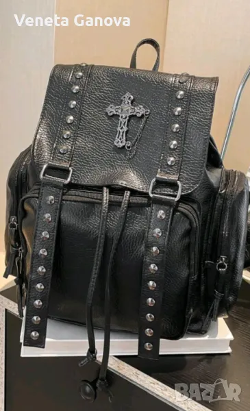 Черна раница от екокожа , снимка 1