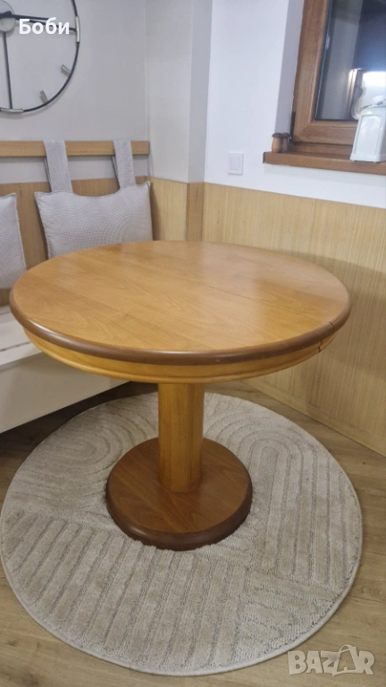 Трапезна кръгла маса - масив, снимка 1