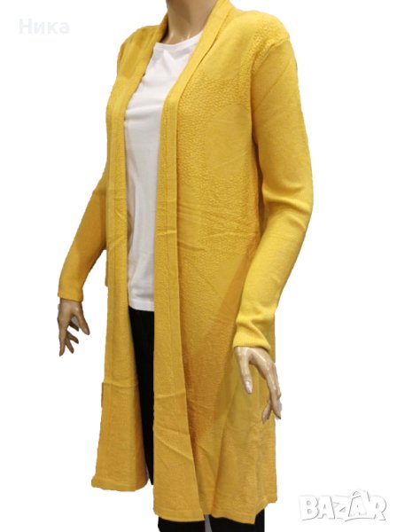Дълга жилетка с кашмир - жълта, снимка 1