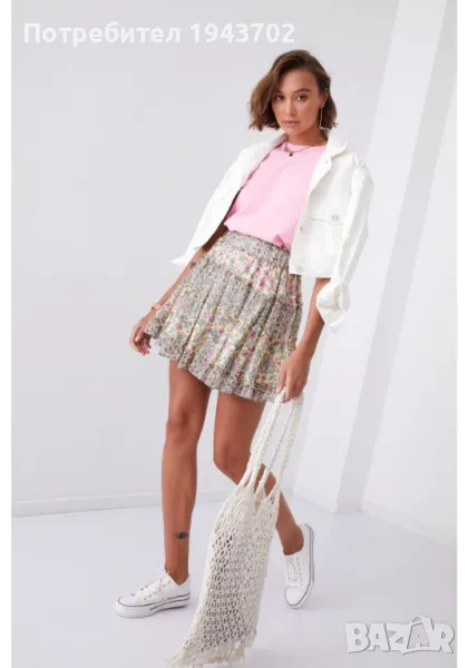 Къса дамска пола в жълт цвят 04005, снимка 1