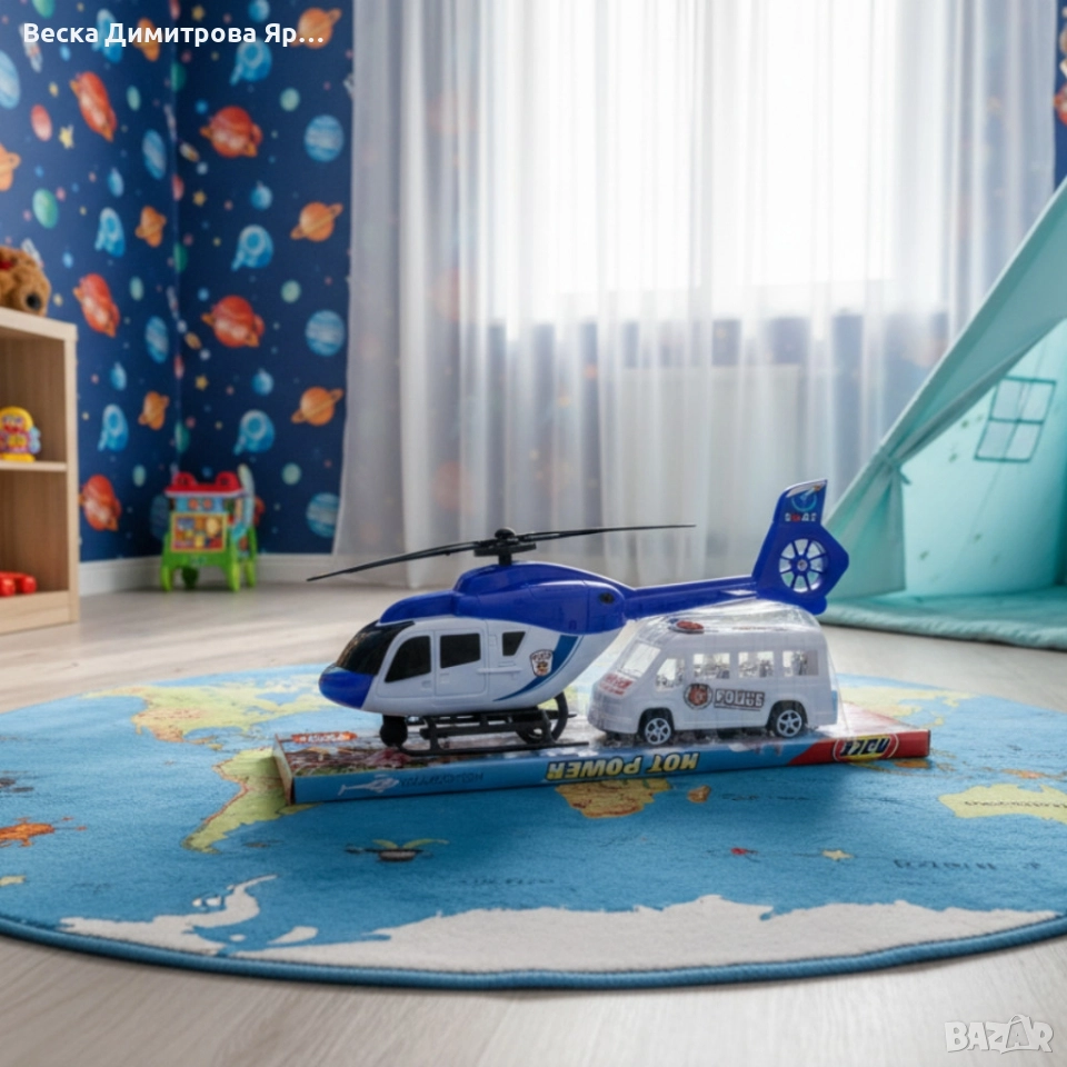 Комплект полицейски хеликоптер и бус S.W.A.T., снимка 1
