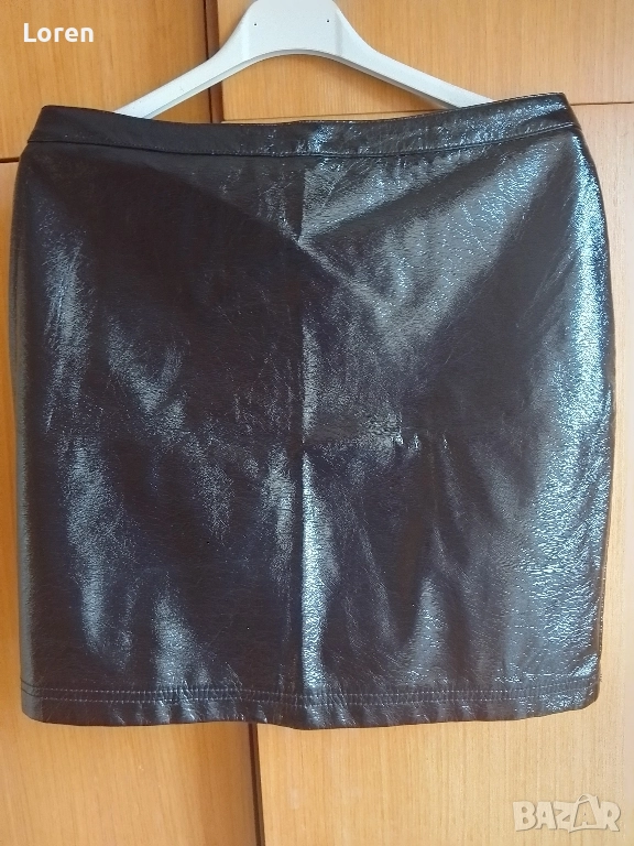 Ново!*Amisu*Пола мачкана кожа лак, снимка 1