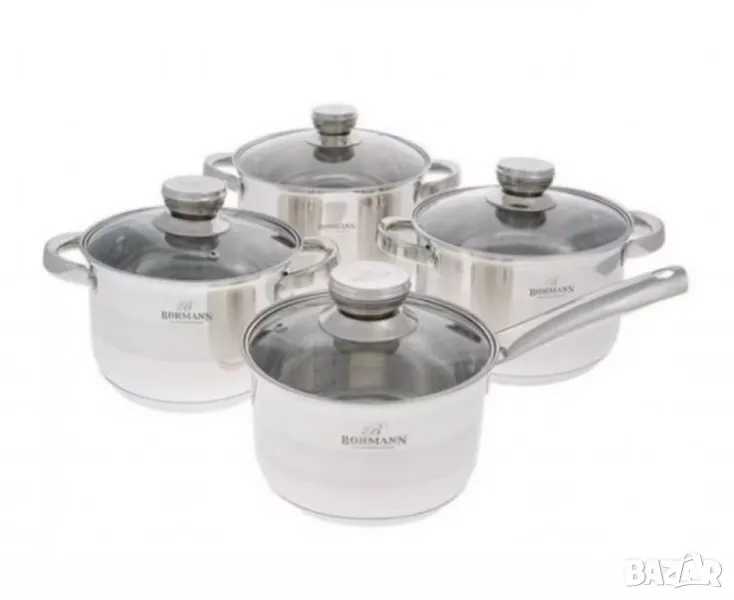Комплект тенджери Bohmann 16см/18см/20см/22см, Неръжд.стомана, снимка 1