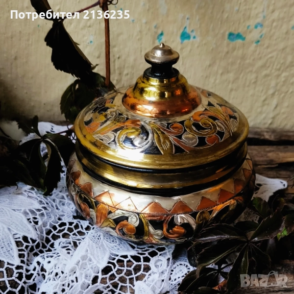 Кутия месинг и мед, снимка 1