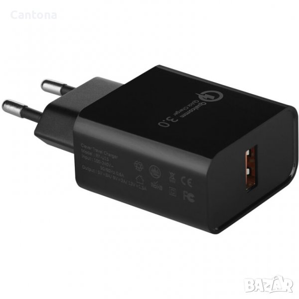 USB бързо зарядно Quick Charge (QC) 3.0, 5VDC-3A/ 9VDC-2A/ 12VDC-1.5A, снимка 1