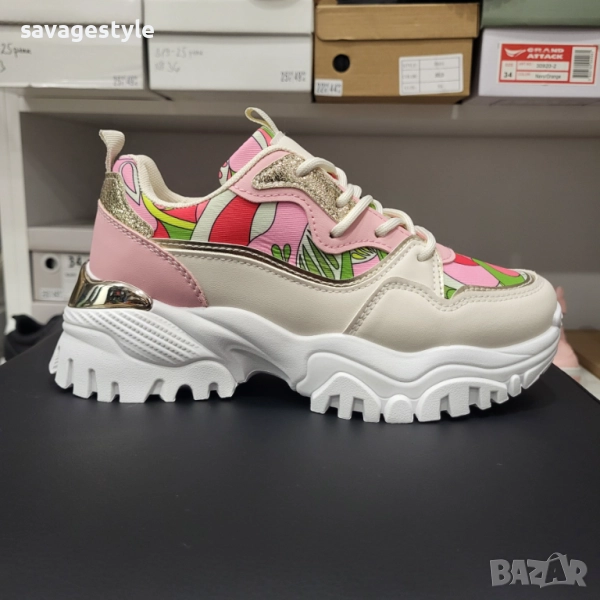 Стилни дамски цветни маратонки с връзки , снимка 1