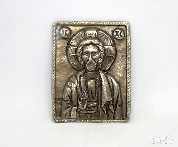 Икона Православна Християнска Исус Христос Посребрена, снимка 1
