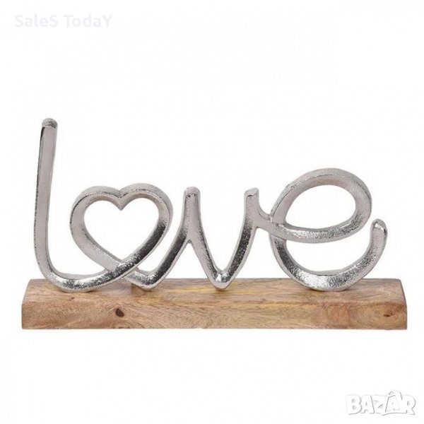 Поставка Любов с дървена основа, кован метал, 31.5x5x18cm, снимка 1