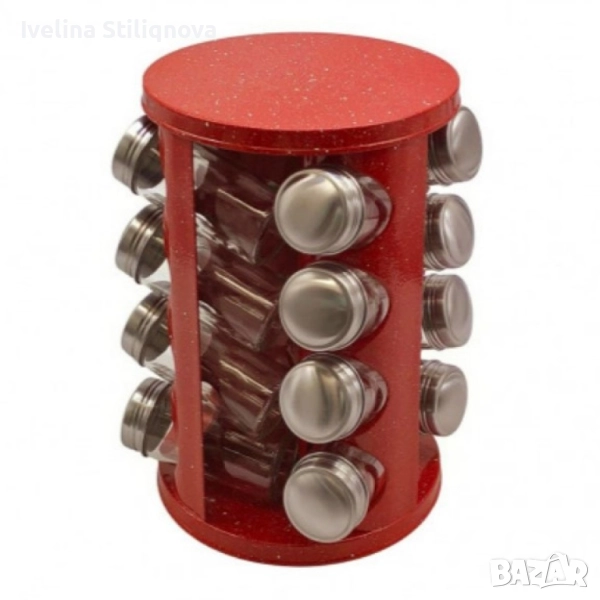 Комплект за подправки Voltz OV51217A16 4 стр.,16 бурк. ,Червен, инокс /неръж.стомана, снимка 1