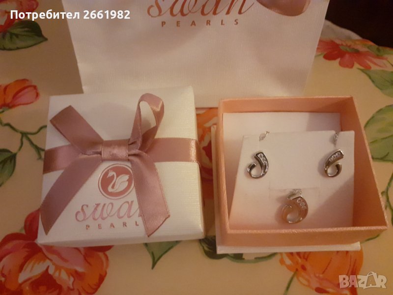 Сребърен комплект с цирконий -SWAN, снимка 1
