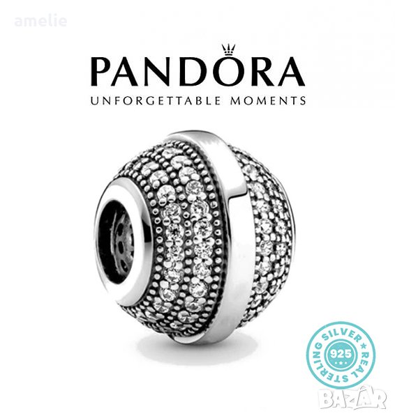 Талисман Пандора сребро проба 925 Pandora Charm Pave Globe Charm. Колекция Amélie, снимка 1