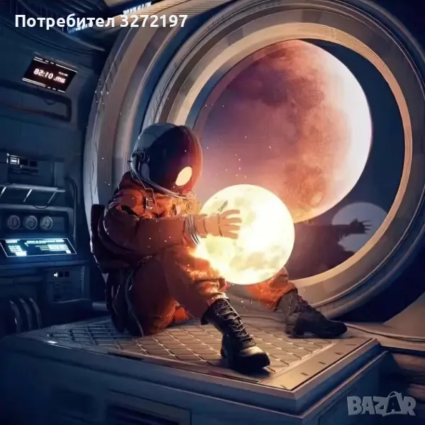 2024 USB LED Лампа Луна,128 Цвята с докосване,дист.управление,презареждаща се батерия, снимка 1