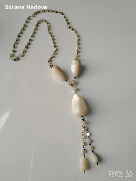 Много старинна огърлица от седеф-ръчна изработка, снимка 1