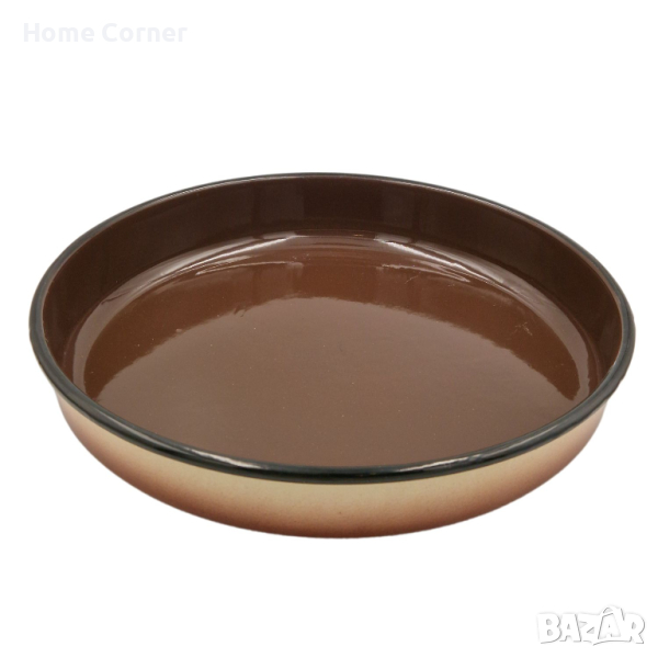 Емайлирана кръгла тава плитка бежова ф-36см, снимка 1