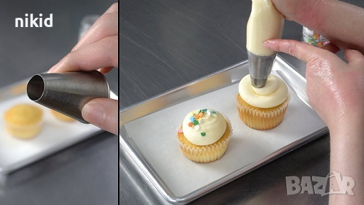 808 Голяма Дупка накрайник за пошмакарон Профитероли дюза украса торта декор, снимка 1