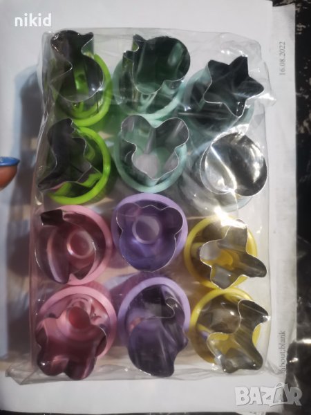 12 бр малки дълбоки метални резци форми пепа мики за плодове зеленчуци тесто шишчета хапки декорация, снимка 1