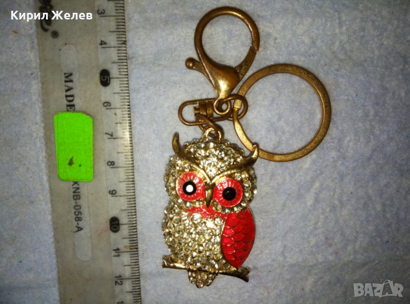 СИМПАТИЧНО БРОНЗОВО ПОЗЛАТЕНО АЖУРНО БУХАЛЧЕ КЛЮЧОДЪРЖАТЕЛ АРТ ВИСУЛКА с ИСКРЯЩИ КРИСТАЛИ 38813, снимка 1
