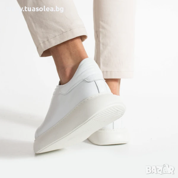 Мъжки бели кецове от естествена кожа | Марка Tuasolea, снимка 1