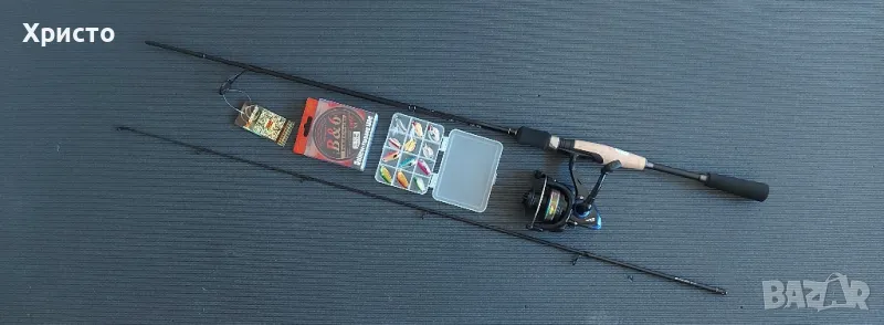 Нов комплект въдица с макара влакно и клатушки блесни, риболов, спининг , снимка 1