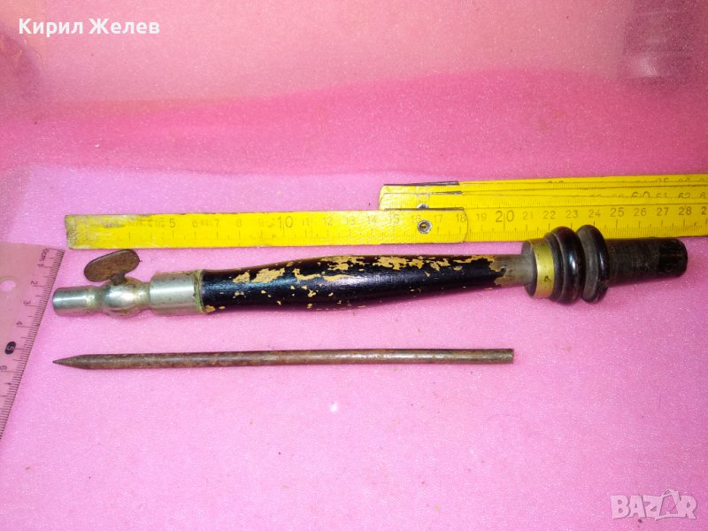 СТАРИНЕН МУНДЩУК За НАРГИЛЕ ДЪРВО и МЕТАЛ и ШИЛО от КОВАНО ЖЕЛЯЗО РЪЧНА ИЗРАБОТКА За КОЛЕКЦИЯ 42870, снимка 1