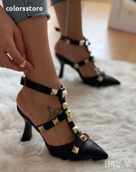Сандали на ток - черни - V700, снимка 1