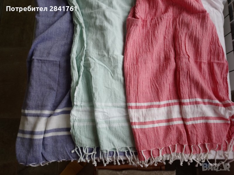 Фин памучен шал с ресни, снимка 1