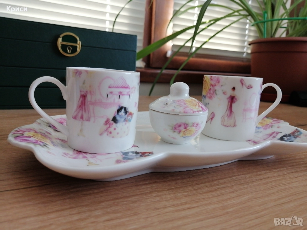 Красив Сет за кафе с поднос , снимка 1