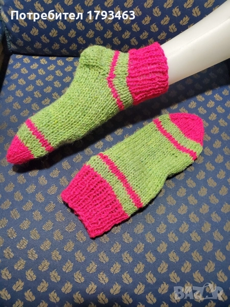 Ръчно плетени дамски чорапи от вълна, размер 39, снимка 1