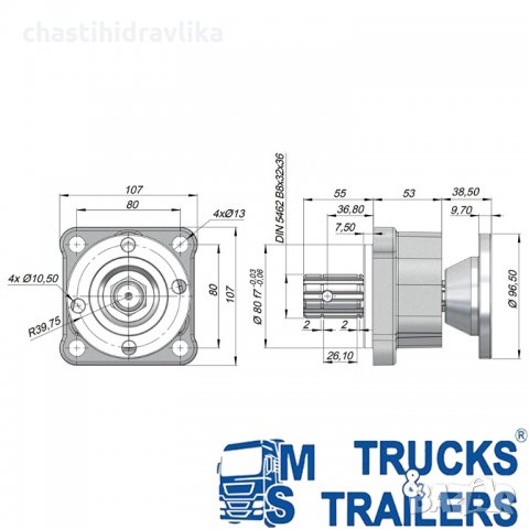 Адаптер с фланец за кардан, снимка 2 - Части - 34542585