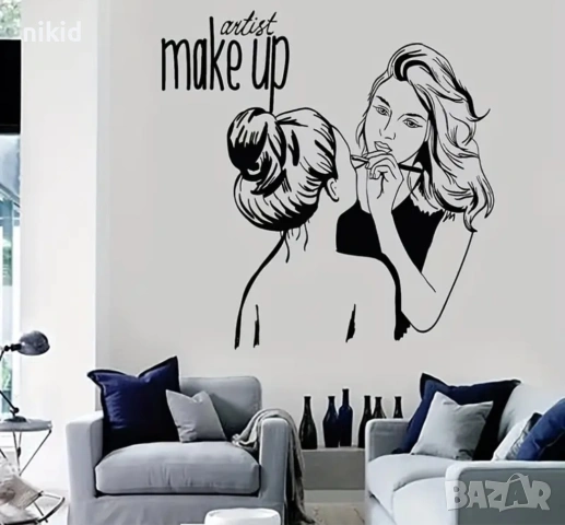 make up стикер постер самозалепващ лепенка за салон грим козметика стена