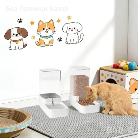 Нов Комплект хранилка и поилка за котки и малки кучета 3.3L за любимци, снимка 3 - За котки - 53836566