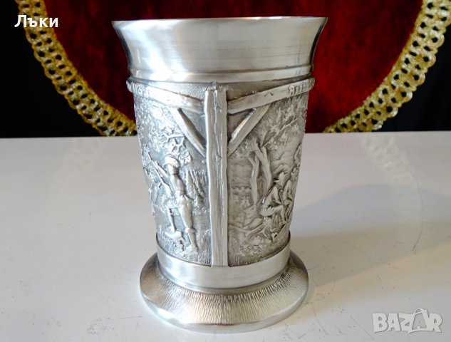 Чаша от калай за вино,три романтични картини. , снимка 4 - Антикварни и старинни предмети - 44238903