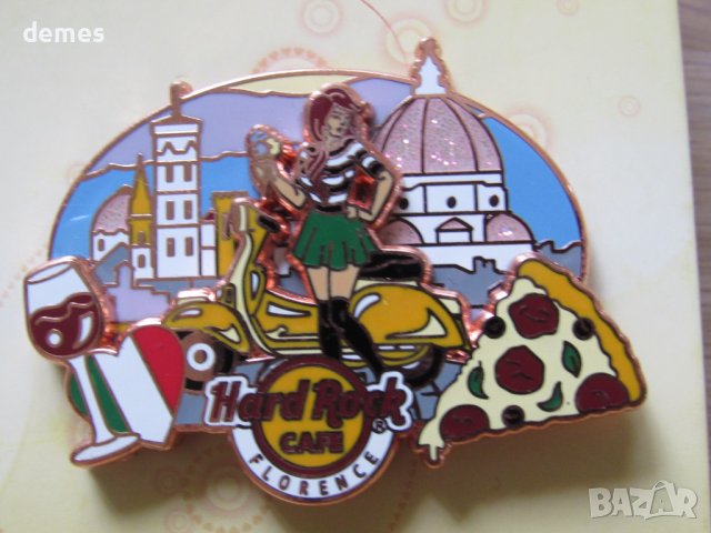 Оригинална метална значка Hard Rock Cafe Флоренция, Италия, снимка 5 - Колекции - 41729214