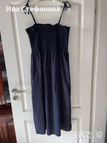 Нова 42 номер дълга спортно елегантна ежедневна черна памучна рокля ластична горна част , снимка 3 - Рокли - 41676561