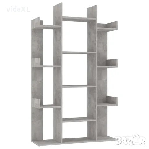 vidaXL Шкаф библиотека, бетонно сив, 86x25,5x140 см, инженерно дърво